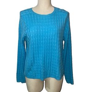 Valerie Stevens NWT Women’s 2-ply Cashmere Crew Neck Sweater size L Cable Knit